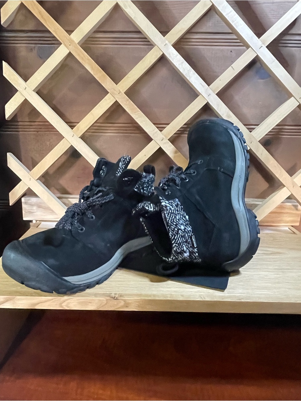 NWOT KEEN.DRY Premium Blk Leather waterproof-Wool-Blend Herringbone/W Sz 9.5
